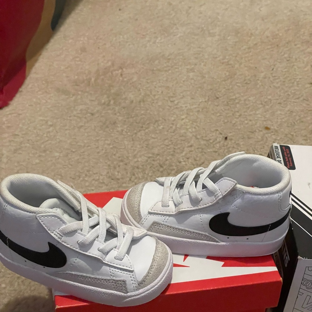 Nike Kids White and Black High-Top Sneakers